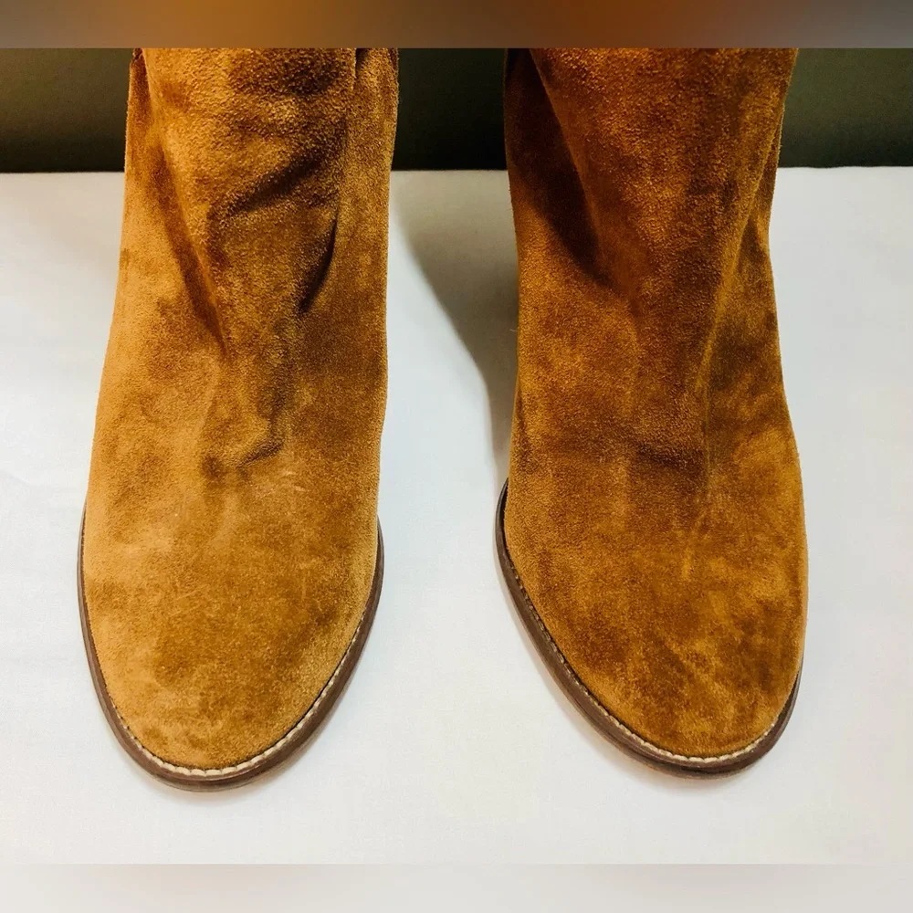 Miss Albright Knee High Brown Suede Pull On Boots Made in Italy Size 6 US Italy